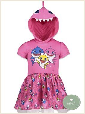 Baby Shark Cosplay Hooded Tutu Dress Official Pinkfong Short Sleeve